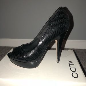 ALDO sequin peep toe heel